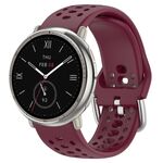 Per Amazfit Active 2 Holes Style 22mm Cinturino Sportivo in Silicone (Rosso Vino)