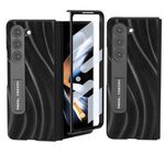 Per Samsung Galaxy Z Fold5 ABEEL Custodia protettiva per telefono con motivo galattico integrato con supporto (nero)