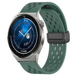 Per Huawei Watch GT3 Pro 43mm 20mm Cinturino in silicone con chiusura magnetica pieghevole (verde scuro)