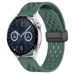 Per Huawei Watch GT3 42mm 20mm Cinturino in silicone con chiusura magnetica pieghevole (verde scuro)