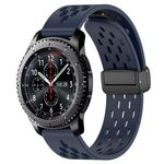 Per Samsung Gear S3 Frontier cinturino in silicone con chiusura magnetica pieghevole da 22 mm (blu notte)