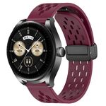 Per Huawei Watch Buds cinturino in silicone con chiusura magnetica pieghevole da 22 mm (vino rosso)