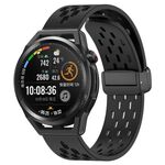 Per Huawei Watch GT Runner cinturino in silicone con chiusura magnetica pieghevole da 22 mm (nero)