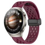 Per Huawei Watch 4 Pro cinturino in silicone con chiusura magnetica pieghevole da 22 mm (vino rosso)