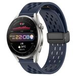 Per Huawei Watch 3 Pro cinturino in silicone con chiusura magnetica pieghevole da 22 mm (blu notte)