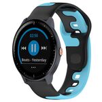 Per cinturino in silicone bicolore Garmin Vivoactive3 Music da 20 mm (nero + blu)