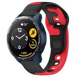 Per Xiaomi Watch S1 Active cinturino in silicone bicolore da 22 mm (nero + rosso)