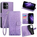 Per OPPO Reno13 F 5G / 4G Custodia in pelle goffrata con motivo albero e cervo (viola)