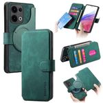 Per OPPO Reno13 CaseNeo Custodia per telefono in pelle retrò antifurto RFID MagSafe (verde)