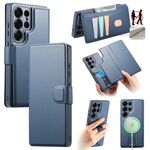 Per Samsung Galaxy S25 Ultra 5G CaseNeo Finger Grip Strap MagSafe Custodia in pelle per telefono (blu)