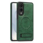 Per Samsung Galaxy S25 Edge 5G Custodia per telefono con supporto multifunzione MagSafe PU (verde)