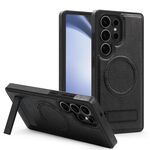 Per Samsung Galaxy S25 Ultra 5G Custodia per telefono PU con supporto multifunzione MagSafe (nero)