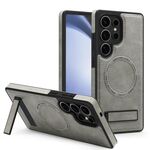 Per Samsung Galaxy S25 Ultra 5G Custodia per telefono con supporto multifunzione MagSafe PU (grigio titanio)