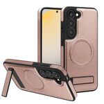 Per Samsung Galaxy S23 5G Custodia per telefono con supporto multifunzione MagSafe PU (oro rosa)