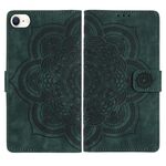 Per iPhone 7 / 8 / SE 2022 Custodia per telefono in pelle smerigliata retrò con motivo mandala in rilievo (verde)