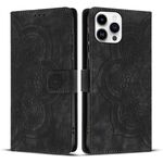 Per iPhone 13 Pro Max Custodia per telefono in pelle smerigliata retrò con motivo mandala in rilievo (nero)