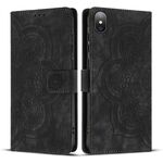 Per iPhone X / XS Custodia per telefono in pelle smerigliata retrò con motivo mandala in rilievo (nero)