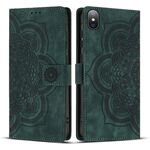 Per iPhone XS Max Custodia per telefono in pelle smerigliata retrò con motivo mandala in rilievo (verde)