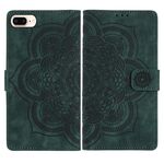 Per iPhone 7 Plus / 8 Plus Custodia per telefono in pelle smerigliata retrò con motivo mandala in rilievo (verde)