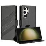 Per Samsung Galaxy S25 Ultra 5G Custodia per telefono in pelle retrò con portafoglio e ventosa laterale multifunzionale in rilievo (nero)