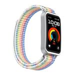 Per Huawei Band 10/9/8 Cinturino per orologio con gancio e passante in nylon con connettore metallico (arcobaleno)