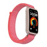 Per Huawei Band 10/9/8 Cinturino per orologio con gancio e passante in nylon con connettore metallico (rosa ibisco)