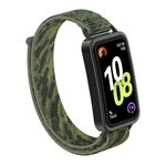 Per Huawei Band 10/9/8 Cinturino per orologio con gancio e passante in nylon con connettore in plastica (verde mimetico)