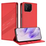 Per Asus ROG Phone 8 Pro Custodia per telefono in pelle retrò con portafoglio multifunzionale in rilievo (rosso)