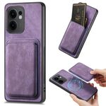 Per OPPO Reno13 F Retro Pelle Card Bag Custodia Magnetica per Telefono (Viola)