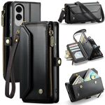 Per Samsung Galaxy S25 Edge 5G CaseMe C36 Porta carte con cerniera Portafoglio RFID Antifurto Custodia in pelle per telefono (nero)