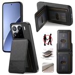 Per Xiaomi 15 Pro Twill Tessuto Pelle Verticale Flip RFID Card Bag Custodia per Telefono (Nero)