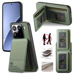 Per Xiaomi 15 Pro Twill Tessuto Pelle Verticale Flip RFID Card Bag Custodia per Telefono (Verde)