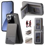 Per Xiaomi 15 Pro Twill Tessuto Pelle Verticale Flip RFID Card Bag Custodia per Telefono (Grigio)