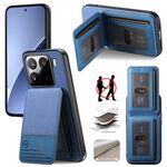 Per Xiaomi 15 Pro Twill Tessuto Pelle Verticale Flip RFID Card Bag Custodia per Telefono (Blu)