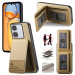 Per Redmi 13C Twill Tessuto Pelle Verticale Flip RFID Card Bag Custodia per Telefono (Cachi)