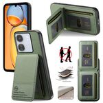Per Redmi 13C Twill Tessuto Pelle Verticale Flip RFID Card Bag Custodia per Telefono (Verde)
