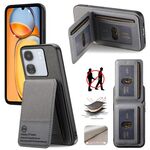 Per Redmi 13C Twill Tessuto Pelle Verticale Flip RFID Card Bag Custodia per Telefono (Grigio)