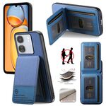 Per Redmi 13C Twill Tessuto Pelle Verticale Flip RFID Card Bag Custodia per Telefono (Blu)
