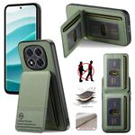 Per Redmi Note 14 Pro+ 5G Twill Tessuto Pelle Verticale Flip RFID Card Bag Custodia per Telefono (Verde)