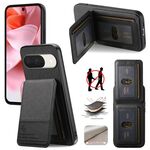 Per Google Pixel 9 / 9 Pro Twill Tessuto Pelle Verticale Flip RFID Card Bag Custodia per Telefono (Nero)