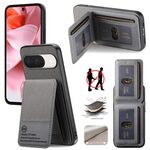 Per Google Pixel 9 / 9 Pro Custodia per telefono in tessuto Twill in pelle con cerniera verticale RFID (grigio)