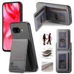 Per Google Pixel 9a Twill Tessuto Pelle Verticale Flip RFID Card Bag Custodia per Telefono (Grigio)