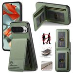 Per Google Pixel 9 Pro XL Twill Tessuto Pelle Verticale Flip RFID Card Bag Custodia per Telefono (Verde)