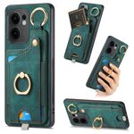 Per OPPO Reno13 F Retro Skin-feel Ring Card Bag Custodia per telefono con passante per appendere (verde)