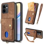 Per OPPO Reno13 F Retro Card Wallet Fold Custodia in pelle per telefono con cinturino (marrone)