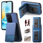 Custodia per telefono in tessuto Twill in pelle con cerniera verticale per Honor 200 Lite RFID Card Bag (blu)