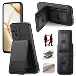 Per Honor 300 Pro Twill Tessuto Pelle Verticale Flip RFID Card Bag Custodia per Telefono (Nero)
