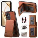 Per Honor 300 Ultra Twill Tessuto Pelle Verticale Flip RFID Card Bag Custodia per Telefono (Marrone)