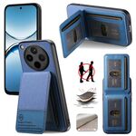 Per OPPO Find X8 Twill Tessuto Pelle Verticale Flip RFID Card Bag Custodia per Telefono (Blu)