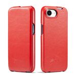 Per iPhone 16e Fierre Shann 64 Texture Custodia per telefono in pelle PU con flip verticale (rosso)